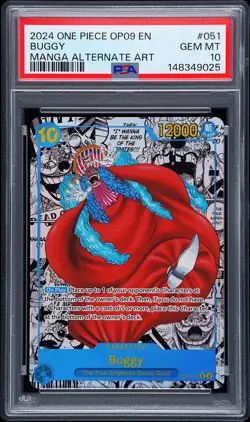 2024 ONE PIECE OP09-EMPERORS IN THE NEW WORLD MANGA ALTERNATE ART BUGGY PSA 10 - Image 1
