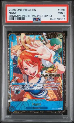 2025 ONE PIECE PROMOS CHAMPIONSHIP 25-26-TOP 64 #050 NAMI PSA 9 - Image 1
