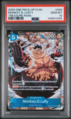 2025 ONE PIECE OP13-CARRYING ON HIS WILL TREASURE RARE MONKEY D. LUFFY PSA 10 - Image 1