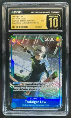 2025 One Piece Premium Vol 2 Trafalgar Law Super Rare Alt Art #ST17-002 CGC 10 - Image 1