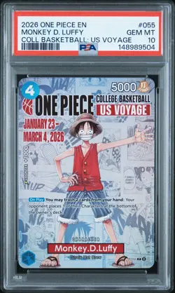 2026 ONE PIECE PROMOS COLLEGE BASKETBALL: US VOYAGE MONKEY D. LUFFY PSA 10 - Image 1