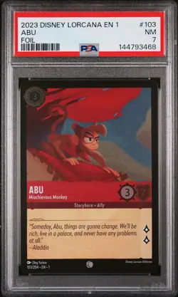 2023 DISNEY LORCANA EN 1-THE FIRST CHAPTER FOIL ABU - MISCHIEVOUS MONKEY PSA 7 - Image 1