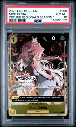 One Piece Card Game - Nico Olvia (OP09-106) Offline Regionals S1 Foil PSA 10 - Image 1