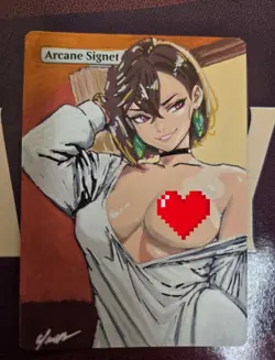 MTG Arcane Signet Momo Ayase Waifu Alter Hand Painted by BAZAYO 18+ Adult Art - Image 1