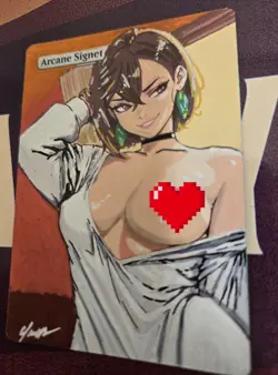 MTG Arcane Signet Momo Ayase Waifu Alter Hand Painted by BAZAYO 18+ Adult Art - Image 2
