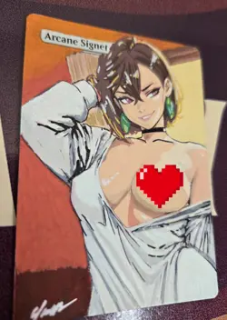 MTG Arcane Signet Momo Ayase Waifu Alter Hand Painted by BAZAYO 18+ Adult Art - Image 3