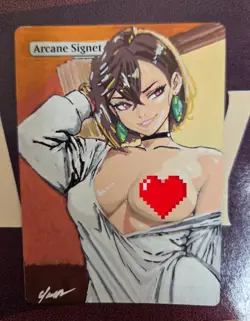 MTG Arcane Signet Momo Ayase Waifu Alter Hand Painted by BAZAYO 18+ Adult Art - Image 4