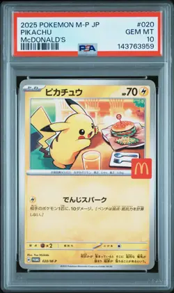2025 POKEMON JAPANESE M-P PROMO MCDONALD'S #020 PIKACHU PSA 10 - Image 1