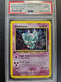 Pokemon PSA 9 1st Edition Neo Revelation Misdreavus Holo Rare (11/64) MINT - Image 1
