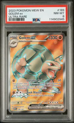2023 POKEMON MEW EN-151 ULTRA RARE #189 GOLEM EX PSA 8 - Image 1
