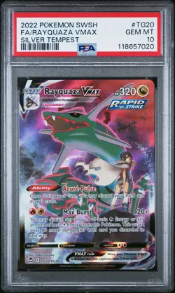 2022 POKEMON SWORD & SHIELD SILVER TEMPEST #TG20 FULL ART/RAYQUAZA VMAX PSA 10 - Image 1