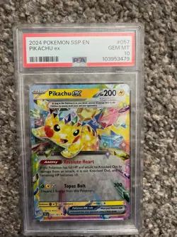 Pokemon Pikachu EX 57/191 SV Surging Sparks PSA 10 GEM MINT - Image 1