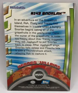 Pokemon Snorlax #143 HV14 Topps Blue Logo TV Animation Edition 2000 - Image 2
