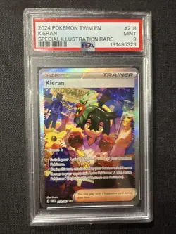 2024 POKEMON TWM EN-TWILIGHT MASQUERADE SPECIAL ILLUSTRATION RARE KIERAN PSA 9 - Image 1