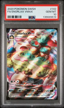 2020 POKEMON SWORD & SHIELD #142 FULL ART/SNORLAX VMAX PSA 10 - Image 1