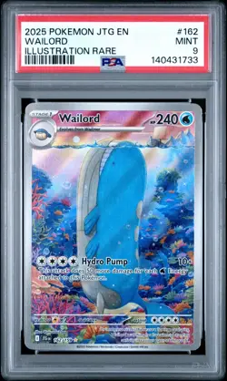 2025 Pokemon Journey Together JTG En Wailord Illustration Rare #162 PSA 9 Mint - Image 1