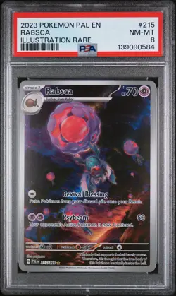 2023 POKEMON PAL EN-PALDEA EVOLVED ILLUSTRATION RARE #215 RABSCA PSA 8 - Image 1