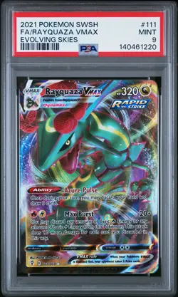 2021 POKEMON SWORD & SHIELD EVOLVING SKIES #111 FULL ART/RAYQUAZA VMAX PSA 9 - Image 1