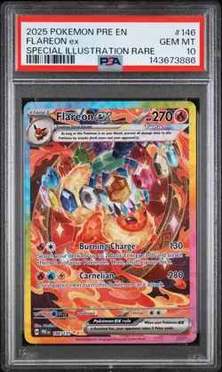 2025 POKEMON PRISMATIC EVOLUTIONS SPECIAL ILLUSTRATION RARE FLAREON EX PSA 10 - Image 1
