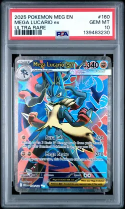 2025 POKEMON MEG EN-MEGA EVOLUTION ULTRA RARE #160 MEGA LUCARIO EX PSA 10 - Image 1
