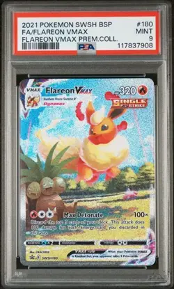 POKEMON FLAREON VMAX 2021 SWSH BLACK STAR PROMO PREM.COLL. #180 FA PSA 9 - Image 1