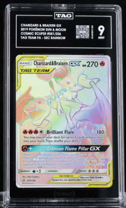 Pokemon 2019 Charizard & Braixen GX Sun & Moon Cosmic Eclipse Tag Team FA TAG 9 - Image 1