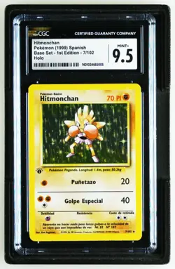 Pokemon Hitmonchan 7/102 Holo EU Spanish 1st Edition Base Set CGC 9.5 POP 1 - Image 1
