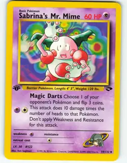 Sabrina's Mr. Mime - 1st Edition - 59/132 Gym Challenge - Pokemon TCG - 2000 - Image 1