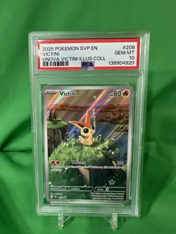 2025 Pokemon SVP EN Unova Victini Illustration Collection #208 Victini PSA 10 - Image 1