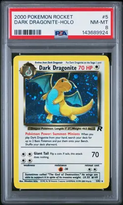 2000 POKEMON ROCKET #5 DARK DRAGONITE-HOLO PSA 8 - Image 1