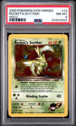 2000 POKEMON GYM HEROES HOLO #13 ROCKET'S SCYTHER PSA 8 - Image 1