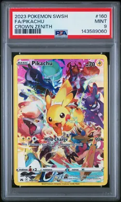 2023 POKEMON SWORD & SHIELD CROWN ZENITH #160 FULL ART/PIKACHU PSA 9 - Image 1
