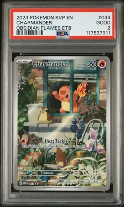 POKEMON CHARMANDER 2023 SVP BLACK STAR PROMO OBSIDIAN FLAMES ETB #044 PSA 2 - Image 1