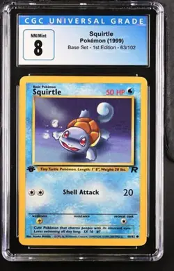 Pokemon Squirtle 1999 Base Set - 1st Ed. 63/102 CGC 8 - Image 1