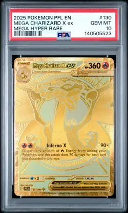 2025 POKEMON PHANTASMAL FLAMES MEGA HYPER RARE #130 MEGA CHARIZARD X EX PSA 10 - Image 1