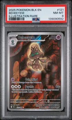 2025 POKEMON BLK EN-BLACK BOLT ILLUSTRATION RARE #121 BEHEEYEM PSA 8 - Image 1