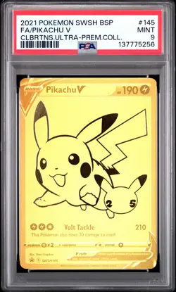 2021 POKEMON SWSH BLACK STAR PROMO #145 FULL ART/PIKACHU V PSA 9 - Image 1