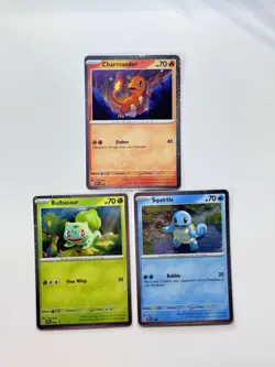 Bulbasaur 046 Charmander 047 Squirtle 048 Holo Pokemon 151 Poster Promo Set - Image 1