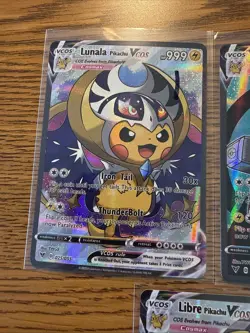 Pokemon TCG Pikachu VCOS Cosplay Custom Full Art Shiny Holo Lot Of 5 NM - Image 2