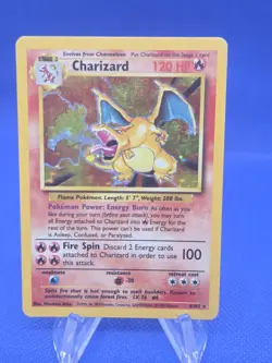 VTG Pokemon Base Set Unlimited Charizard 4/102 Holo Rare MP - Image 1