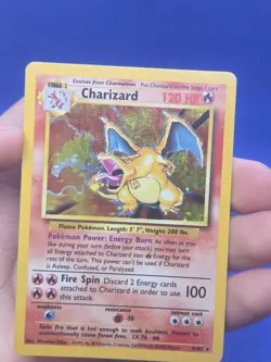 VTG Pokemon Base Set Unlimited Charizard 4/102 Holo Rare MP - Image 2