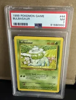 1999 POKEMON BASE SET UNLIMITED #44 BULBASAUR PSA 7 - Image 1