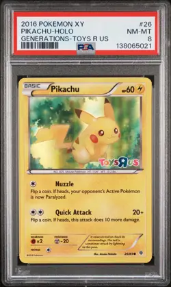 2016 POKEMON XY GENERATIONS #26 PIKACHU TOYS R US HOLO PSA 8 NM-MT - Image 1