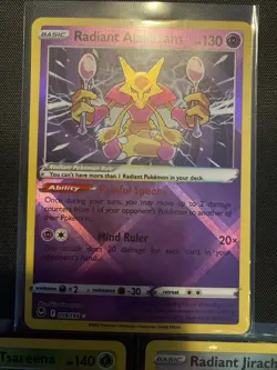 Pokemon Silver Tempest, Radiant Alakazam, Tsareena & Jirachi, Holo Rare, NM/M - Image 4