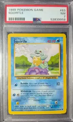 Pokemon TCG Squirtle Base Set Unlimited 63/102 PSA 7 - Image 1