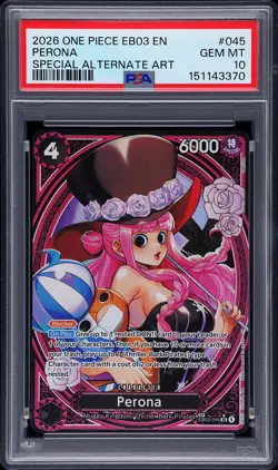 2026 ONE PIECE EB03-ONE PIECE HEROINES EDITION SPECIAL ALT AR #045 PERONA PSA 10 - Image 1