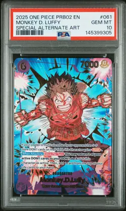 2025 ONE PIECE PRB02-SPECIAL ALTERNATE ART #061 MONKEY D. LUFFY PSA 10 - Image 1
