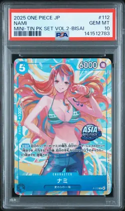 2025 ONE PIECE JAPANESE MINI-TIN PACK SET VOL.2 BISAI #112 NAMI PSA 10 - Image 1