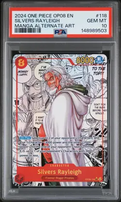 2024 ONE PIECE OP08-TWO LEGENDS MANGA ALTERNATE ART #118 SILVERS RAYLEIGH PSA 10 - Image 1