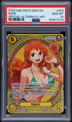 2026 ONE PIECE EB03-ONE PIECE HEROINES EDITION SPECIAL ALT ART #053 NAMI PSA 10 - Image 1